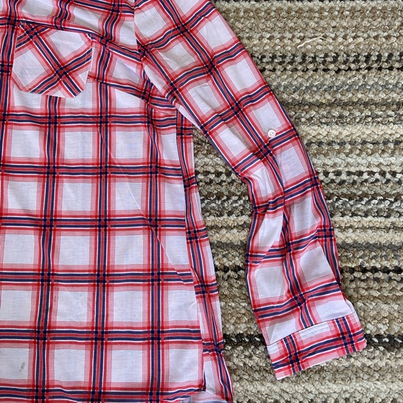Doublju 3XL Red, White, and Blue Plaid Long Sleeve Shirt - Picture 10 of 11